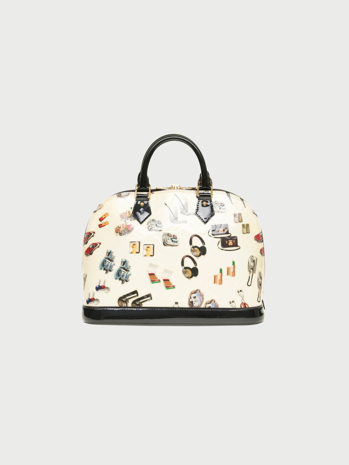 Louis Vuitton 2015 White Vernis Leather Alma Sticker Animation Bag