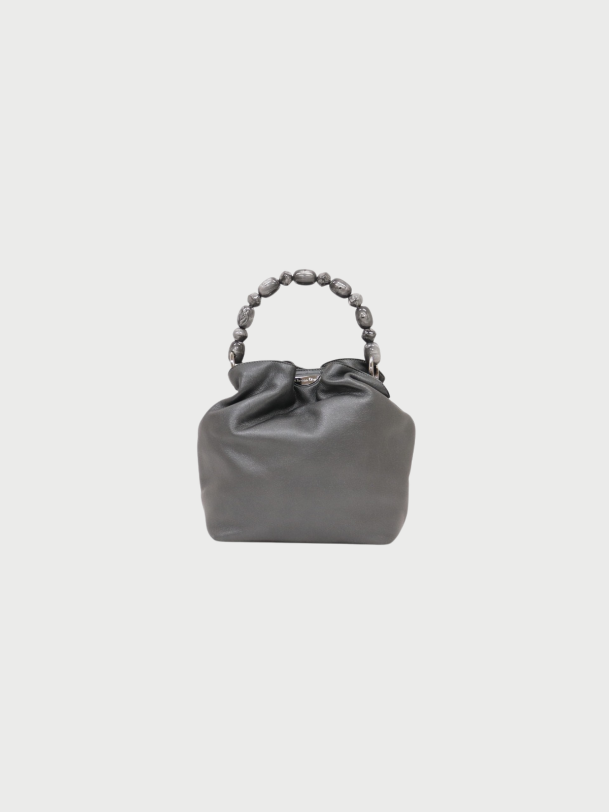Christian Dior 2000s Gray Leather Maris Pearl Handbag