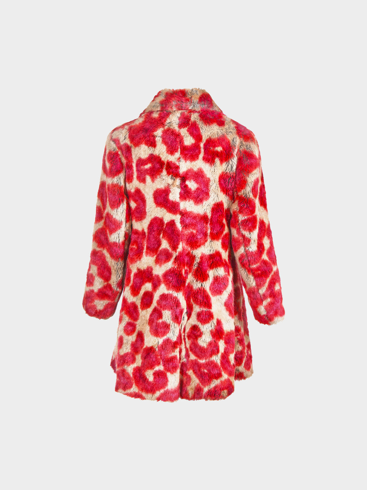 Vivienne Westwood FW 1992-1993 Red and Brown Faux Fur Leopard Print Double-breasted Coat
