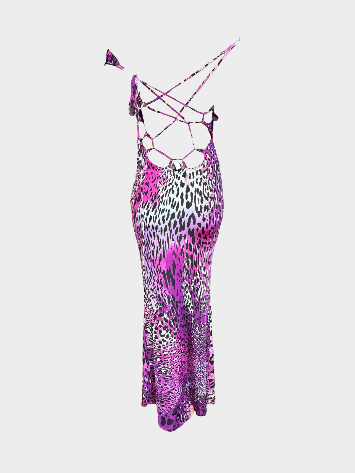 Roberto Cavalli Freedom 1990s Pink Leopard Open-Back Maxi Dress