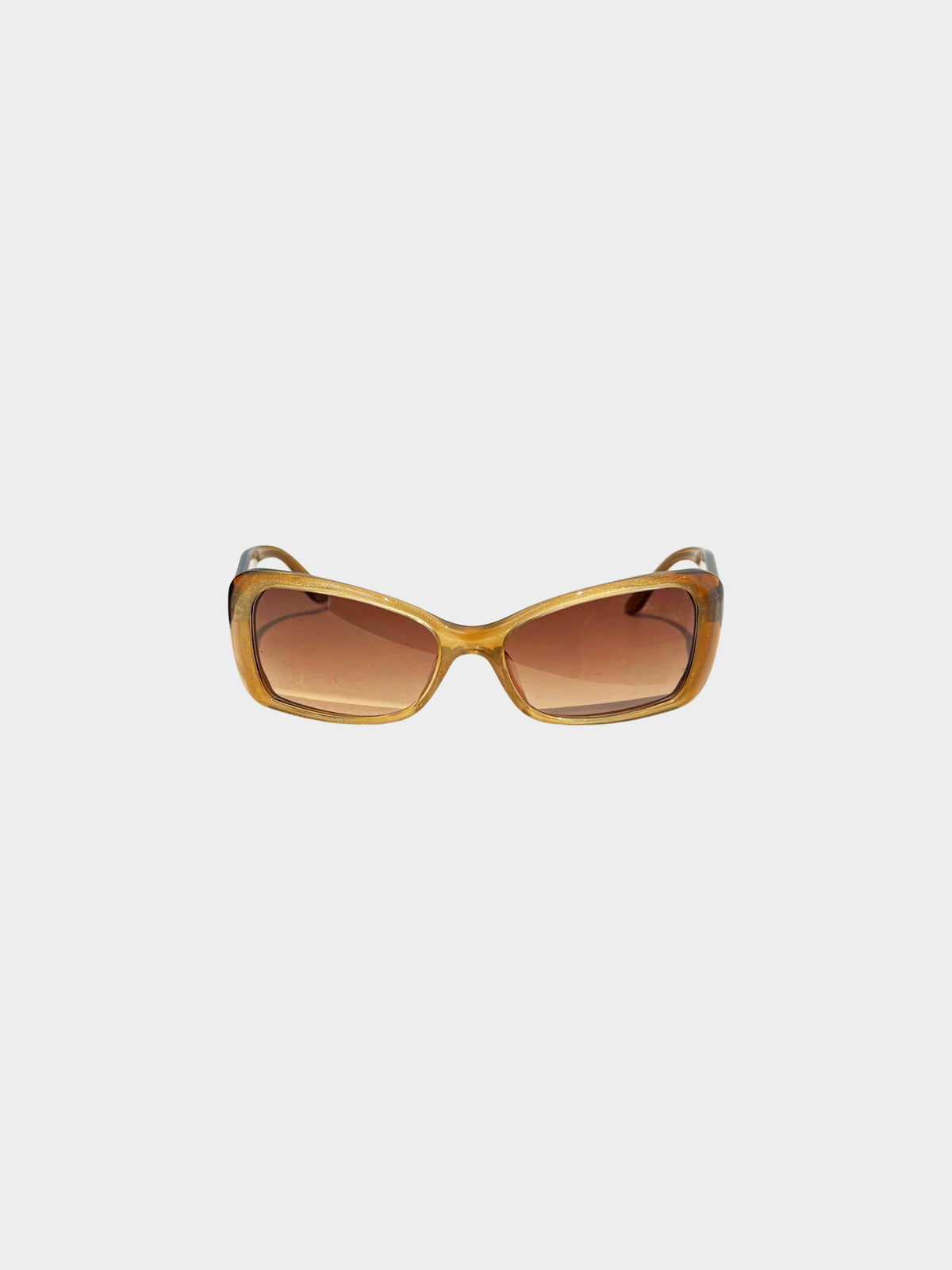 Chanel 2000s Brown CC Rectangular Sunglasses