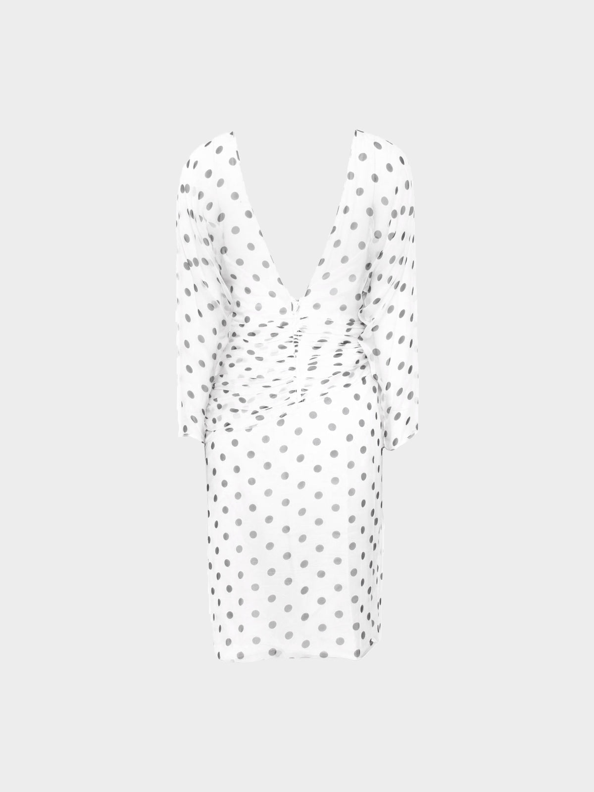 Vicky Tiel 1980s White Polka Dot Chiffon Dress