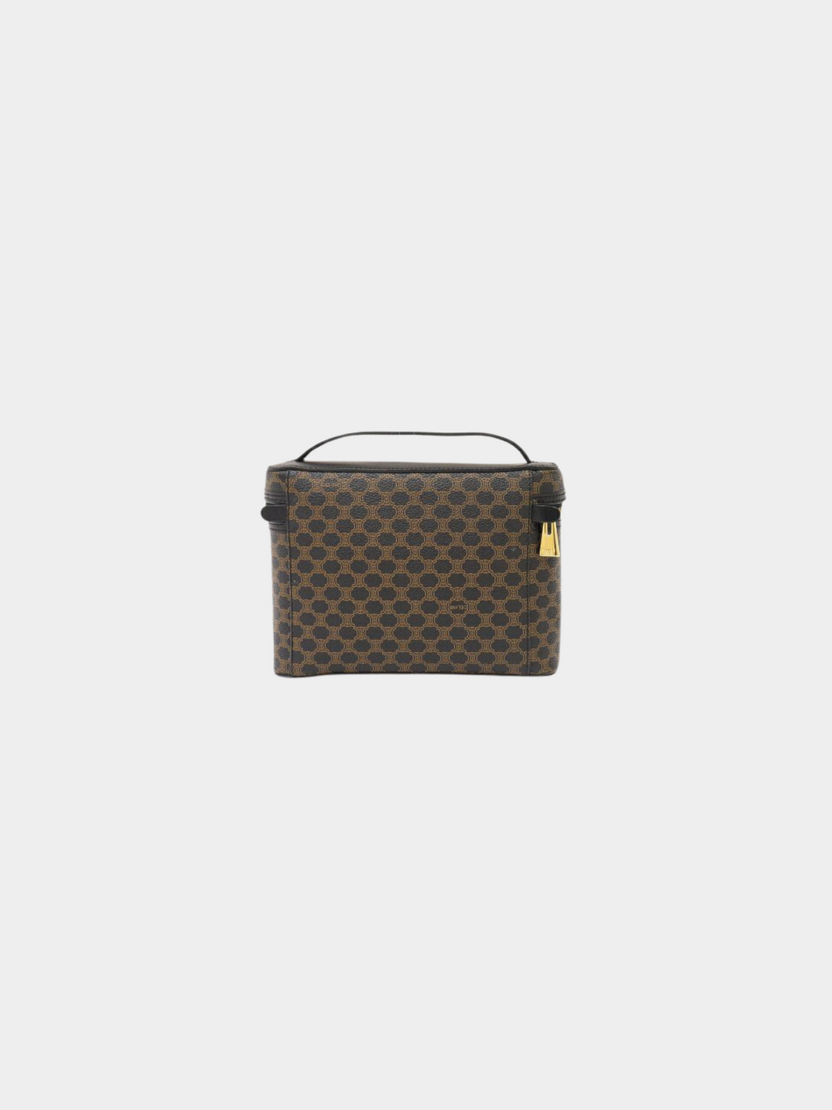 Celine 1990s Black Macadam Blazon Vanity Bag