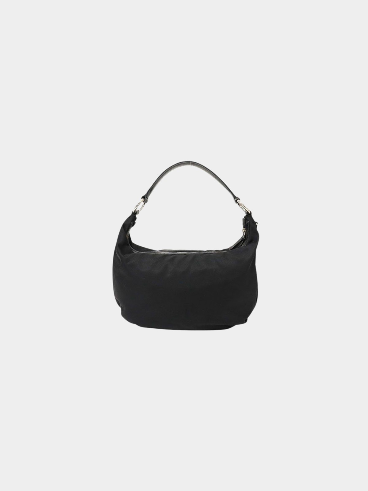 Prada 2000s Black Nylon Leather Logo-Embossed One-Shoulder Bag