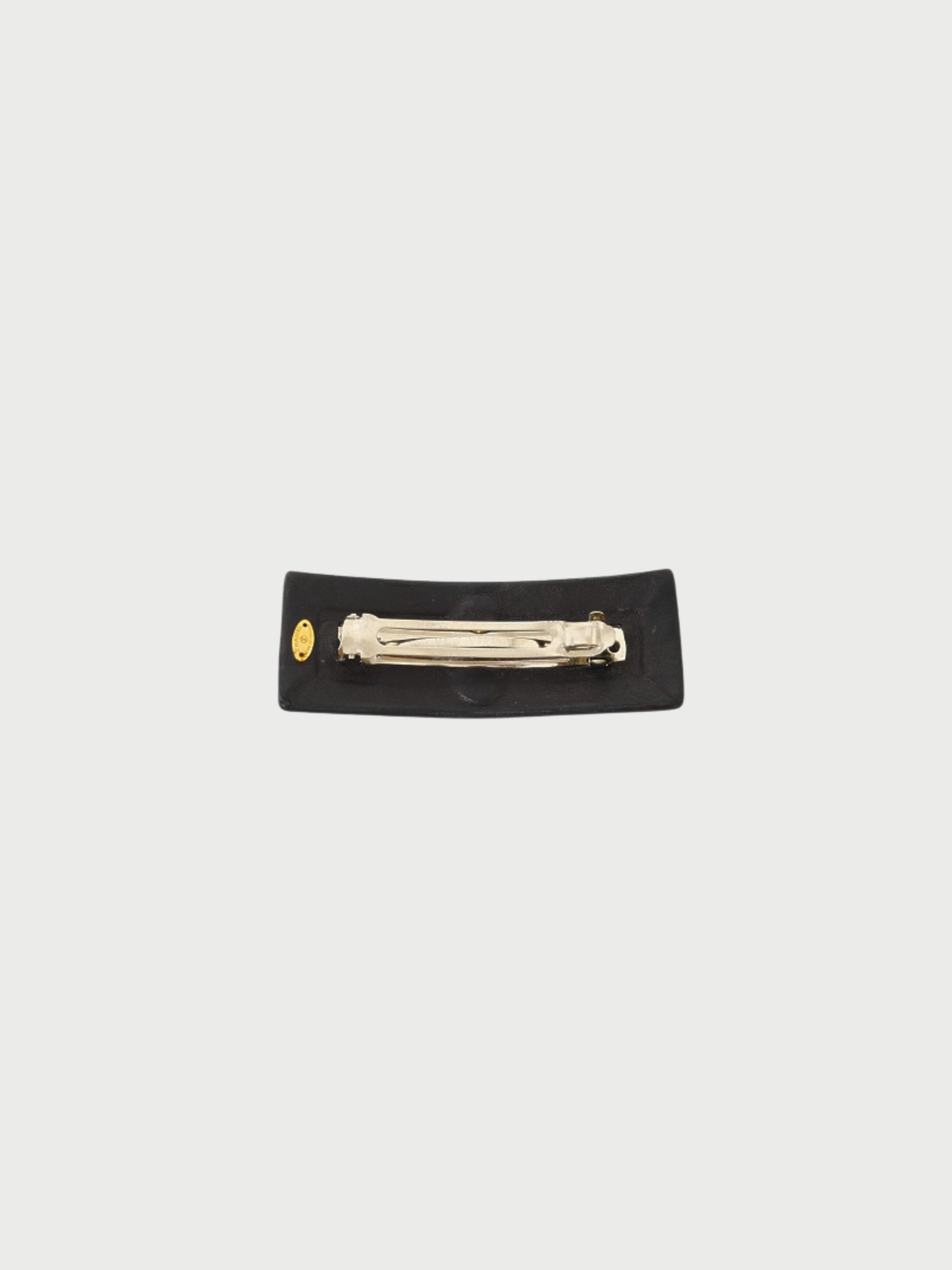 Chanel 1990s Black Leather COCO Barrette