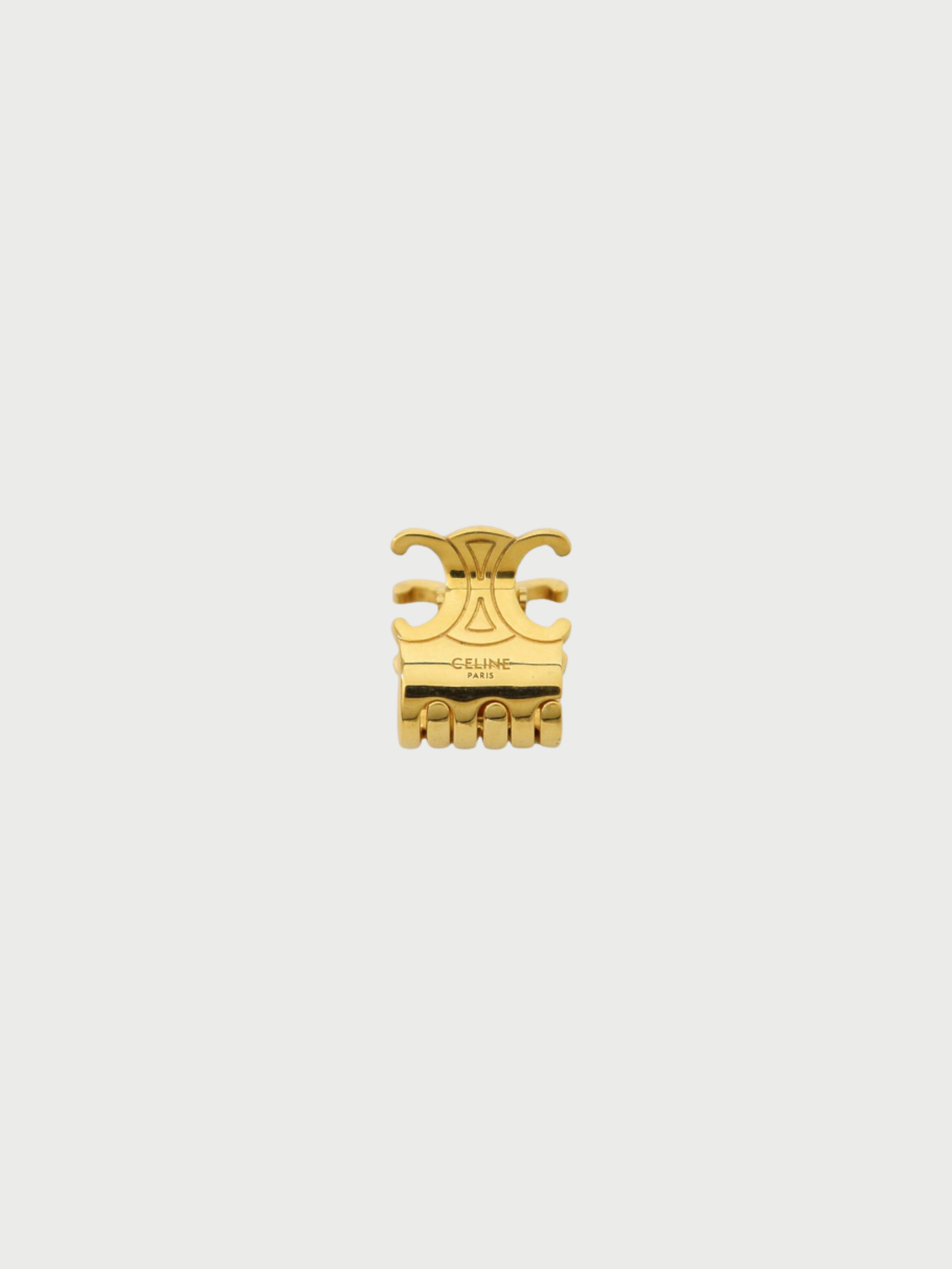 Celine 2020s Gold Plated Metal Triomphe Mini Hair Claw