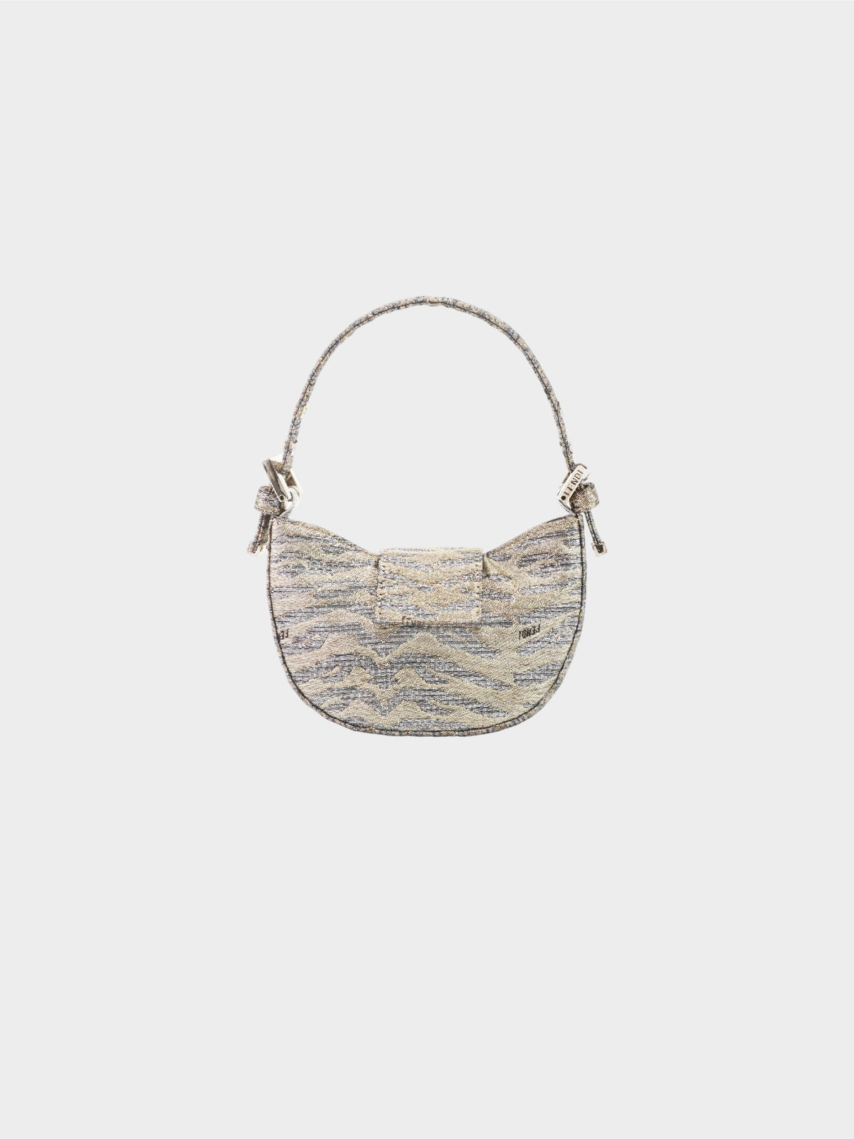 Fendi 2000s Rare Gold and Silver Glitter Tiger Print Mini Croissant Bag