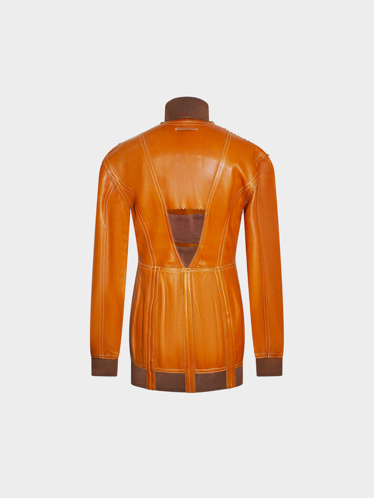 Jean Paul Gaultier SS 2004 Runway Brown Lambskin Leather Jacket