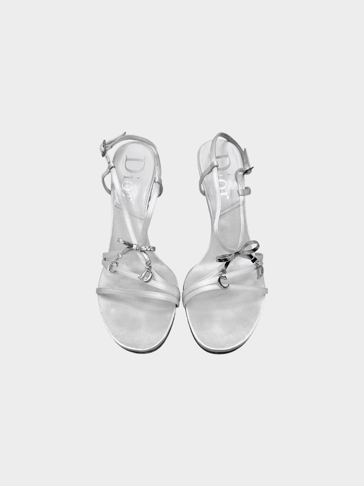 Christian Dior 2000s Silver White Satin Bow Heels