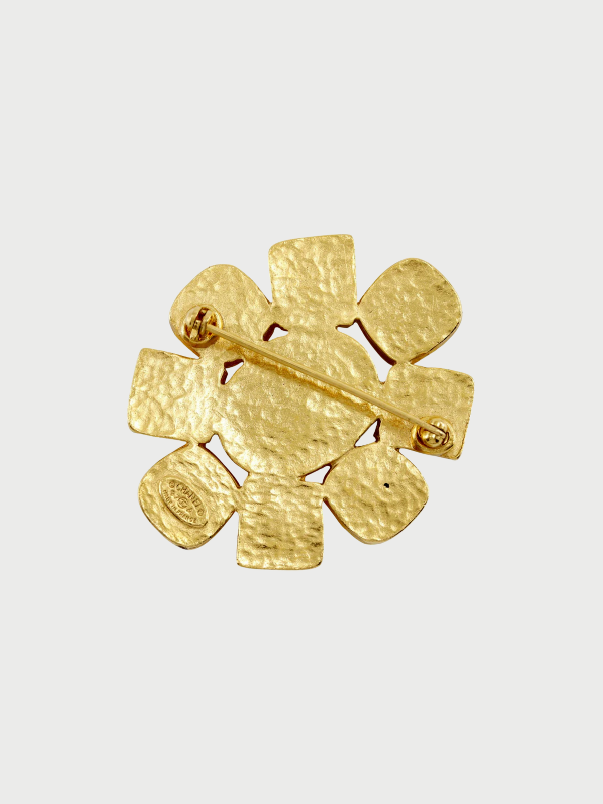 Chanel 1997 Gold Plated Oval COCO Mark Brooch