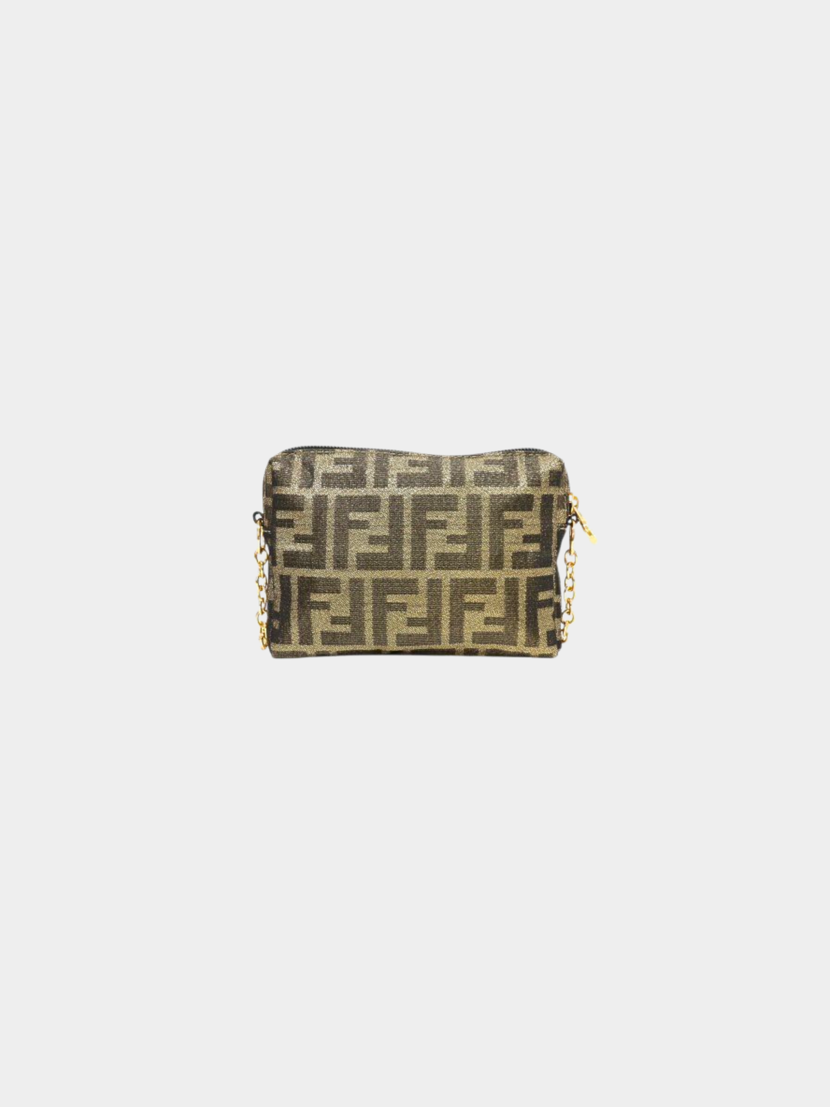 Fendi 2000s Gold Black Zucca Chain Shoulder Bag