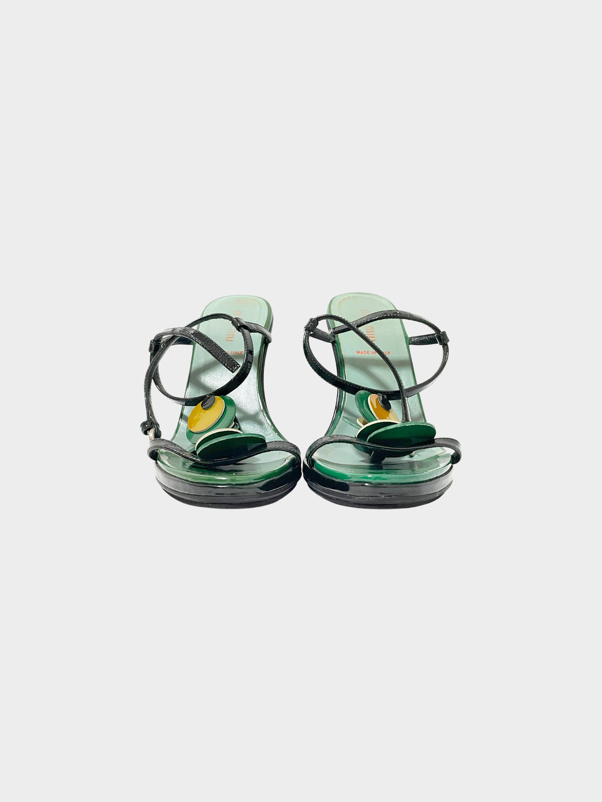 Miu Miu SS 2003 Green Foresta Patent Leather Wedge Heels