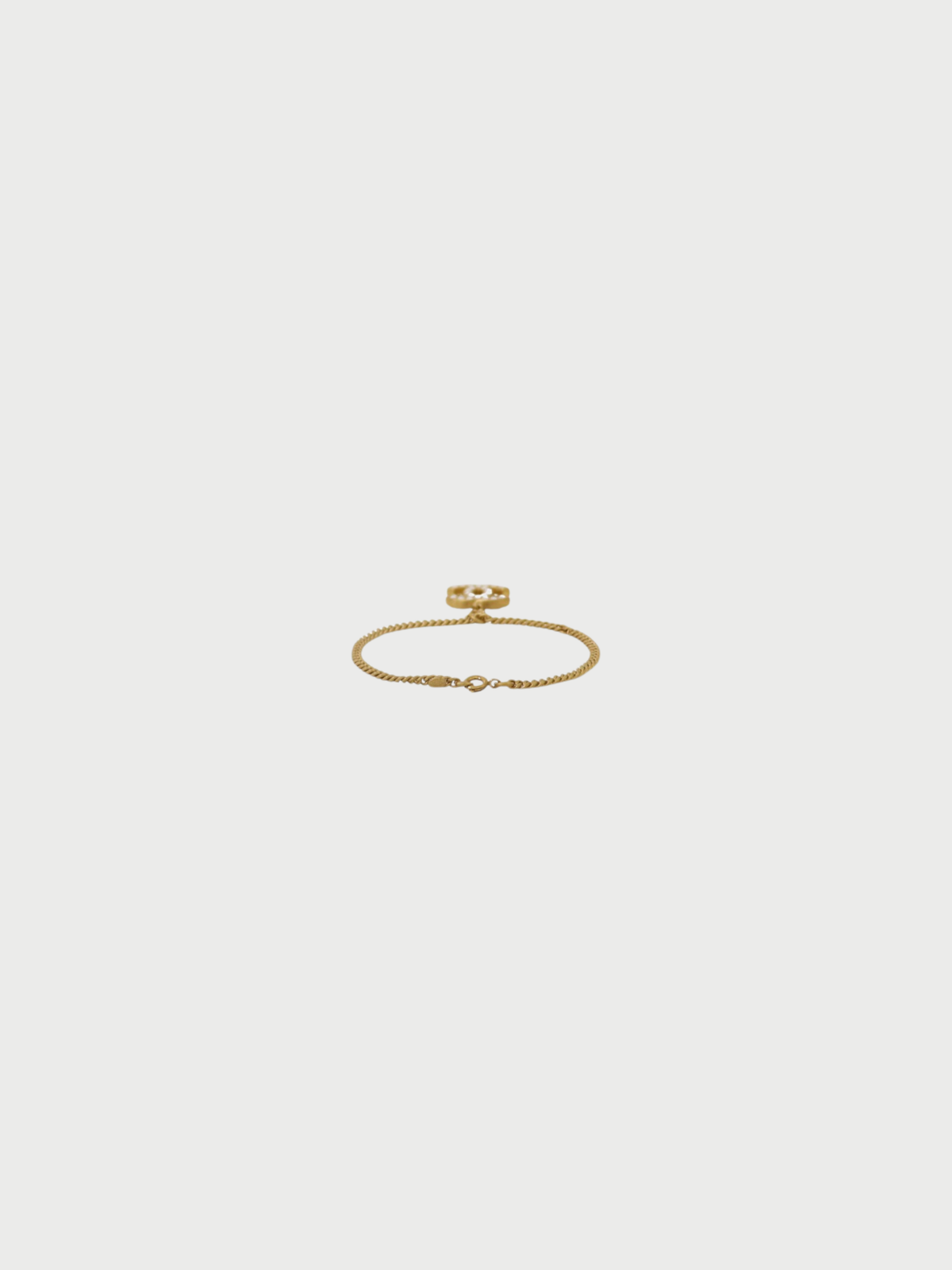 Chanel 2000s Gold White Plated Metal Rhinestone COCO Logo Bracelet