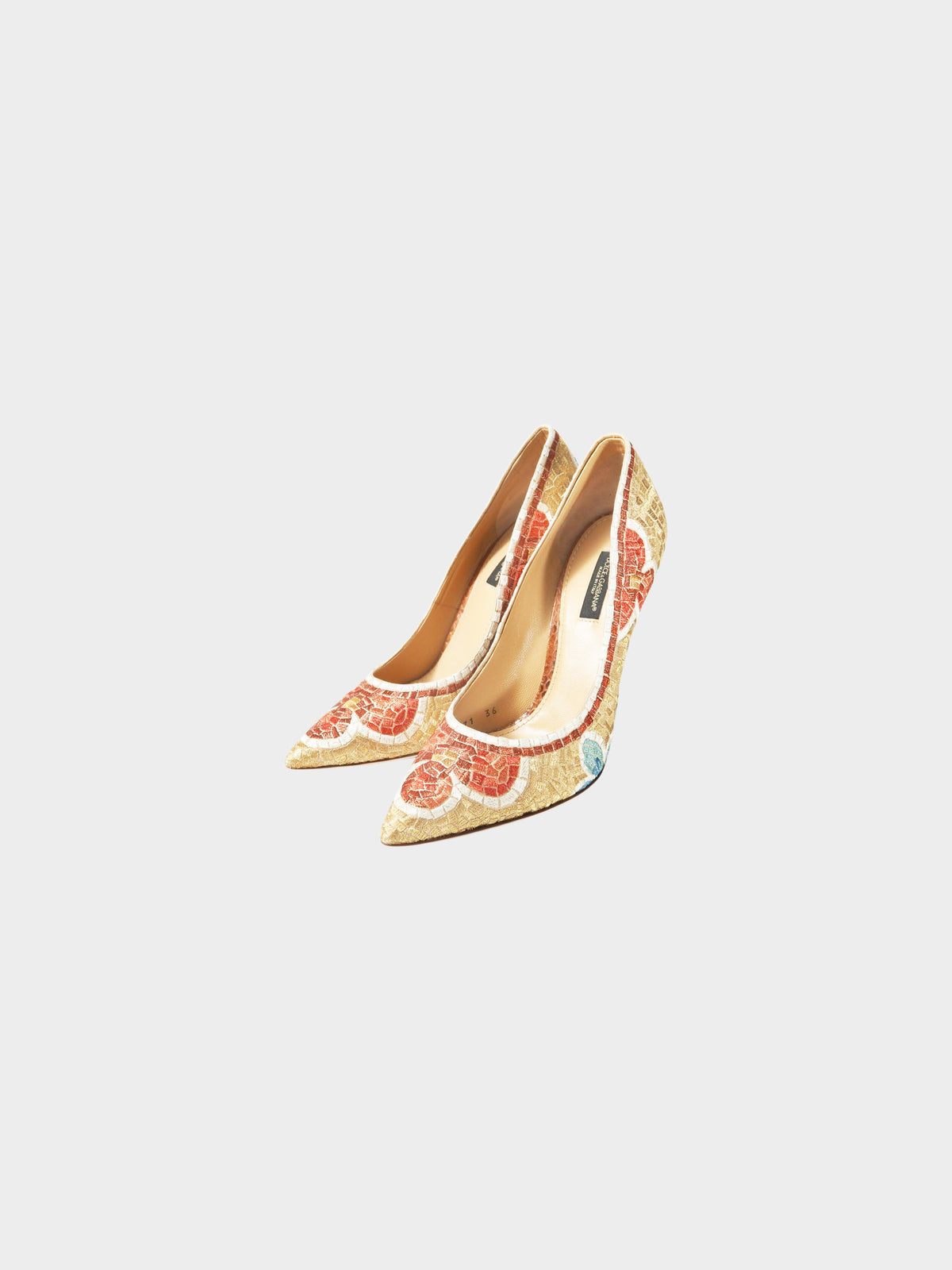 Dolce and Gabbana 2010s Multicolor Floral Embroidered Pumps