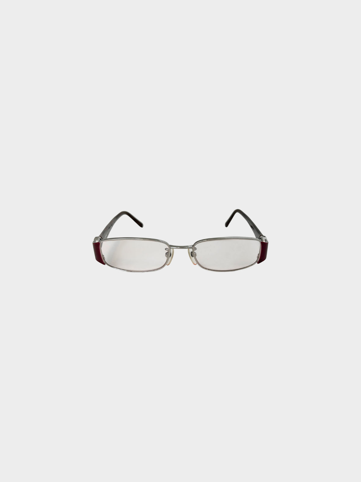 Chanel 2000s Burgundy CC Narrow Oval Glasses
