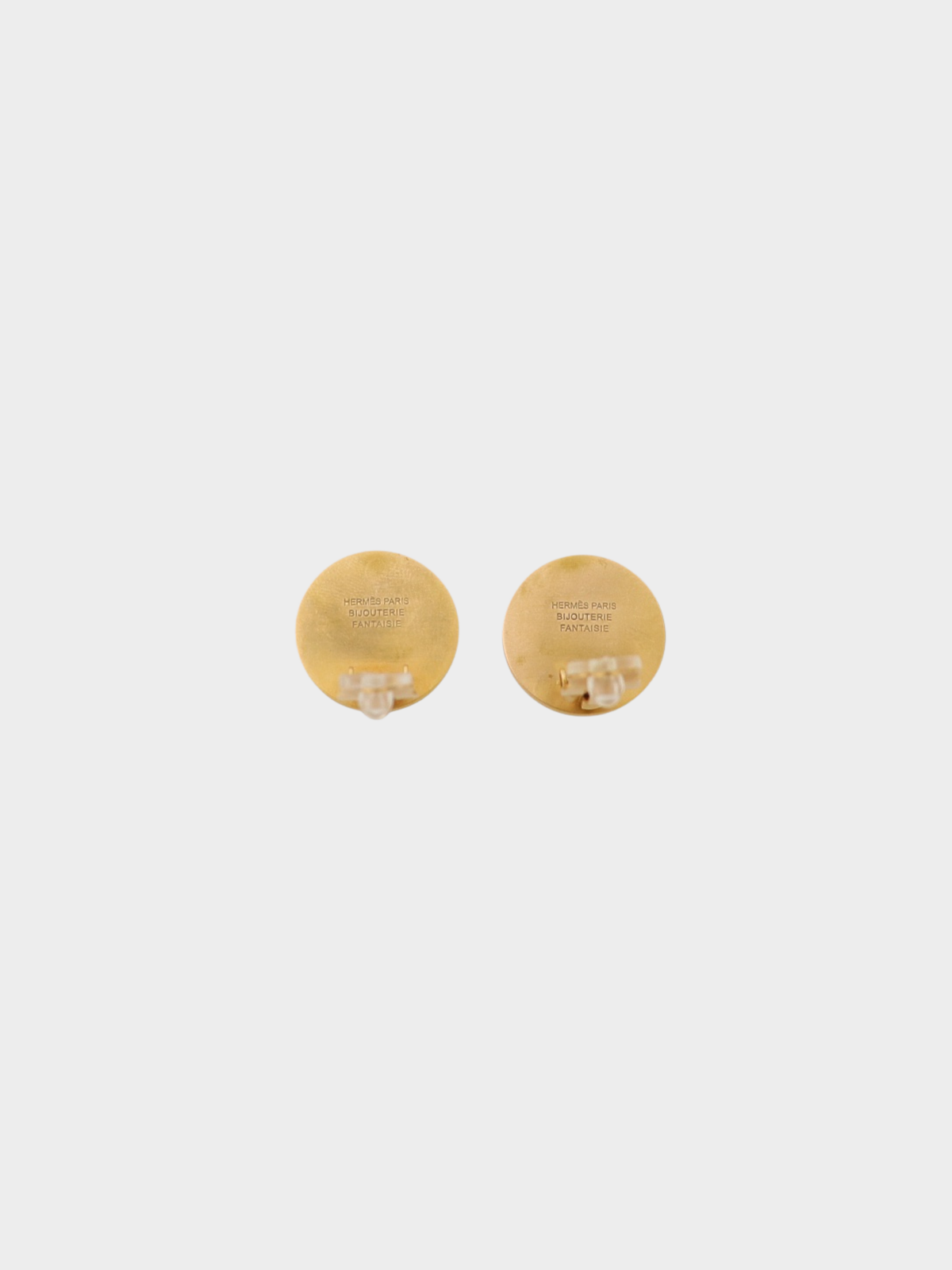 Hermès 2000s Gold White Sellier Shell Earrings