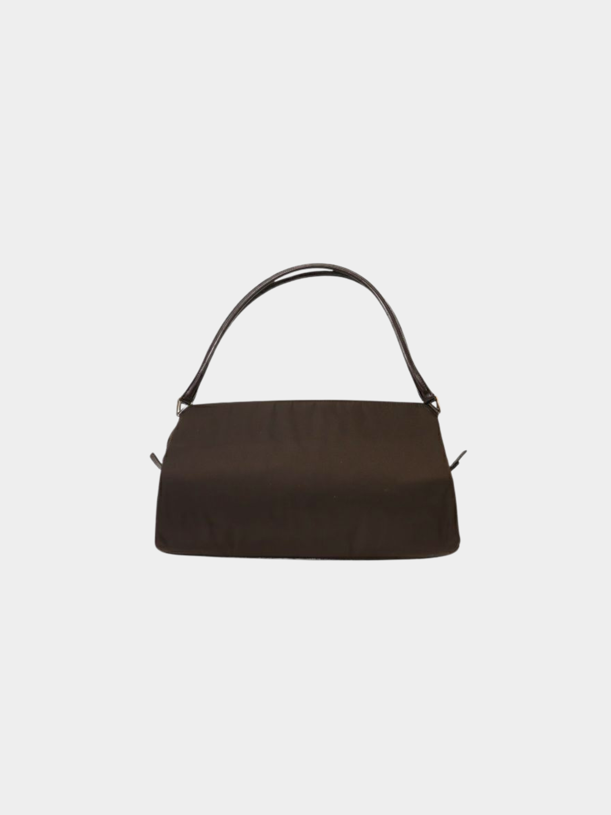 Prada 2000s Brown Nylon × Leather Triangle Logo Handbag