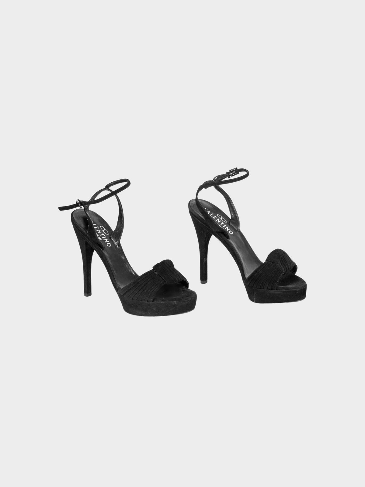 Valentino 2000s Black Suede Knot Detail Heels