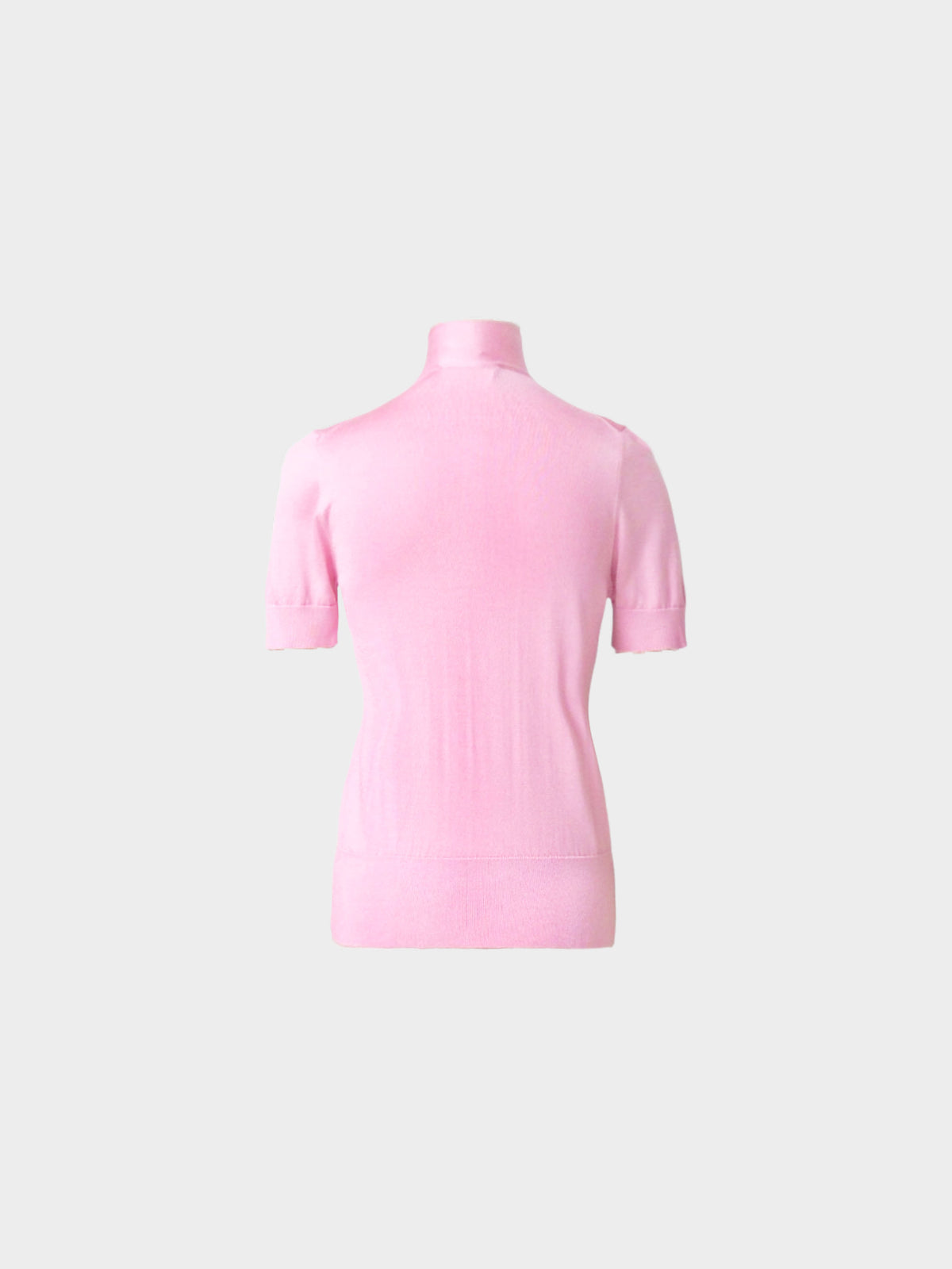 Dolce and Gabbana 2010s Pink Silk Ascot Collar Knit Top