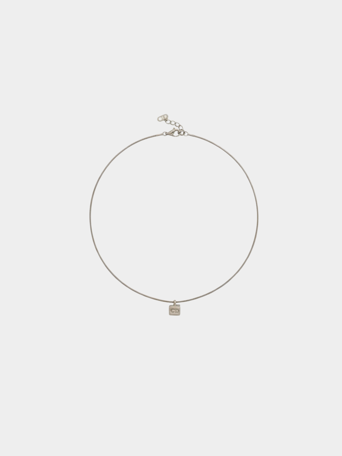 Christian Dior 2000s Silver CD Cube Necklace