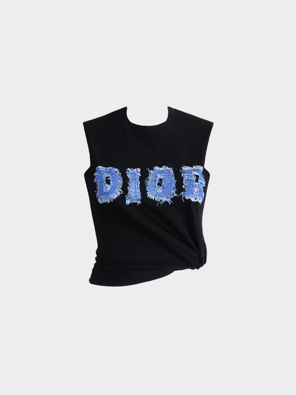 Christian Dior by John Galliano SS 2003 Black Cotton Tank Top with Dior Denim Logo