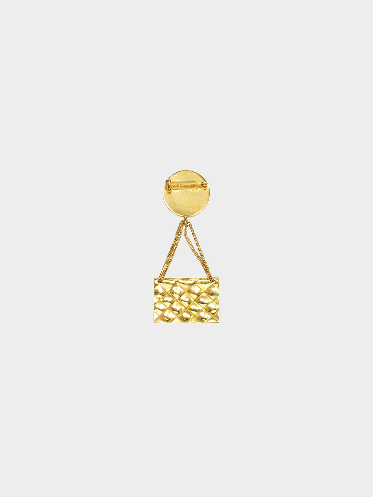 Chanel 1990s Gold CC Coin and Quilted Flap Brooch