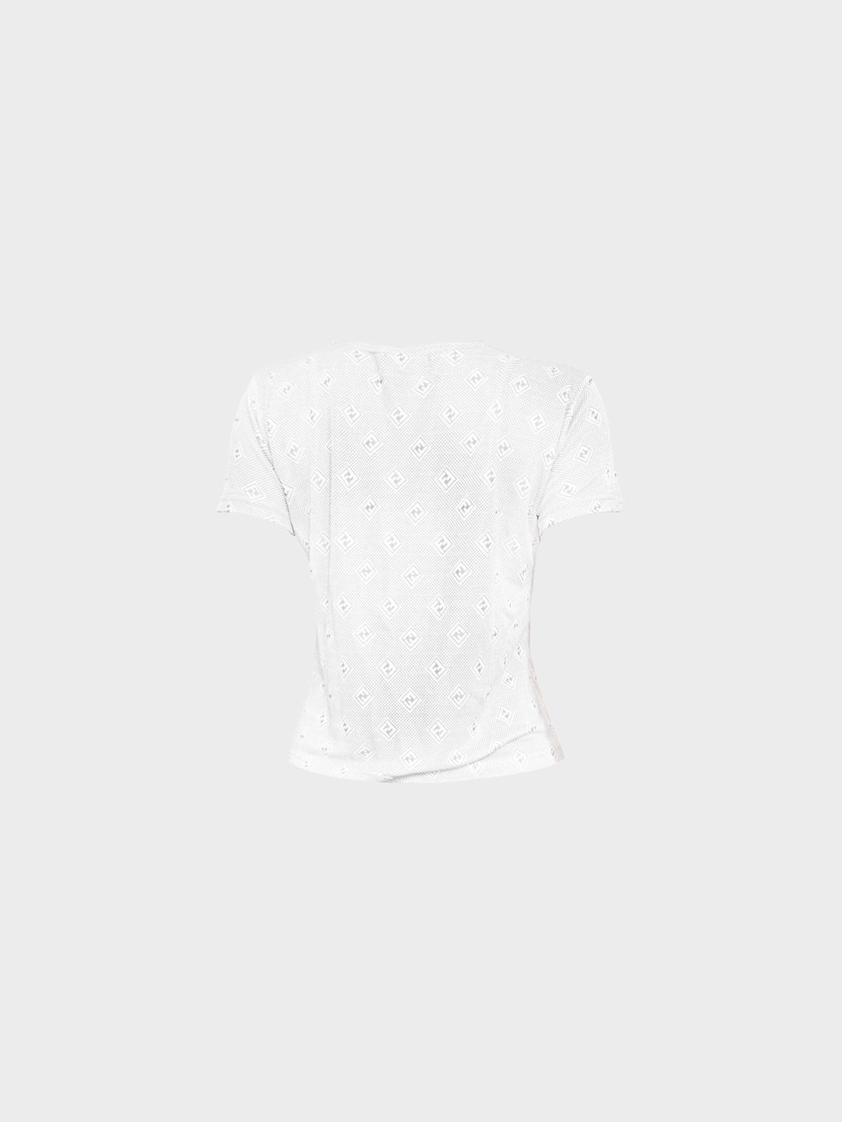 Fendi 2000s White FF Logo Knit Top