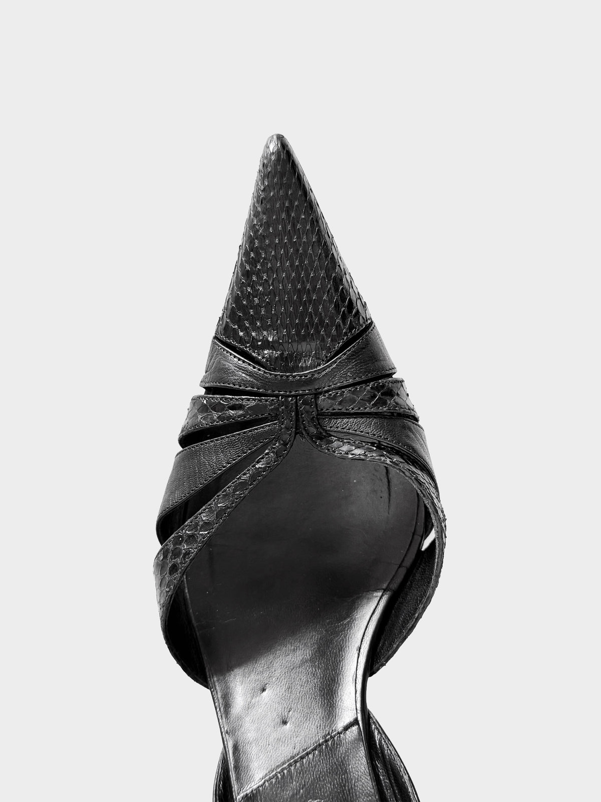 Christian Dior 2000s Black Snakeskin Leather Pointed Toe Pumps