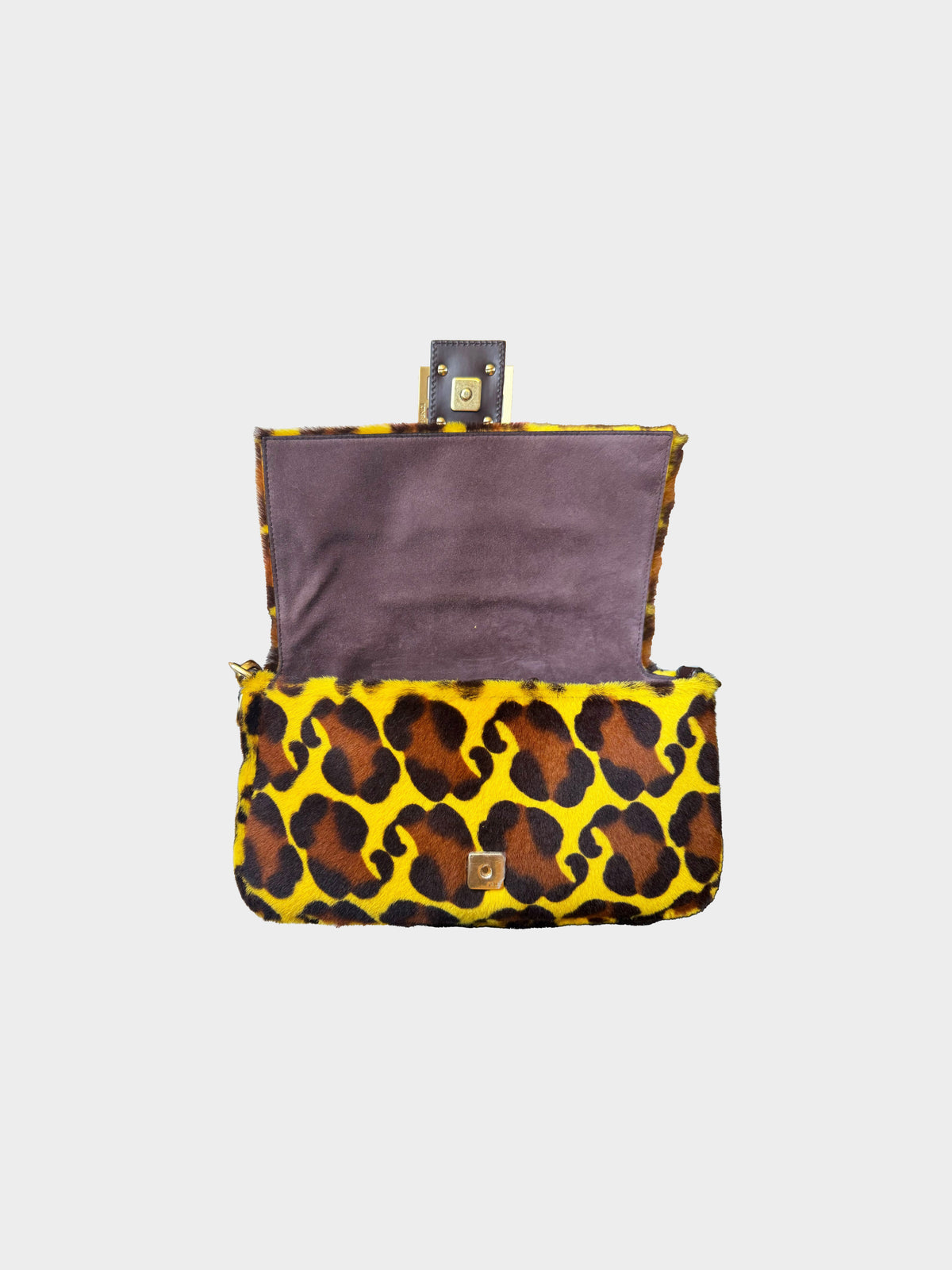 Fendi 2020 Yellow Pony Hair Cheetah Baguette