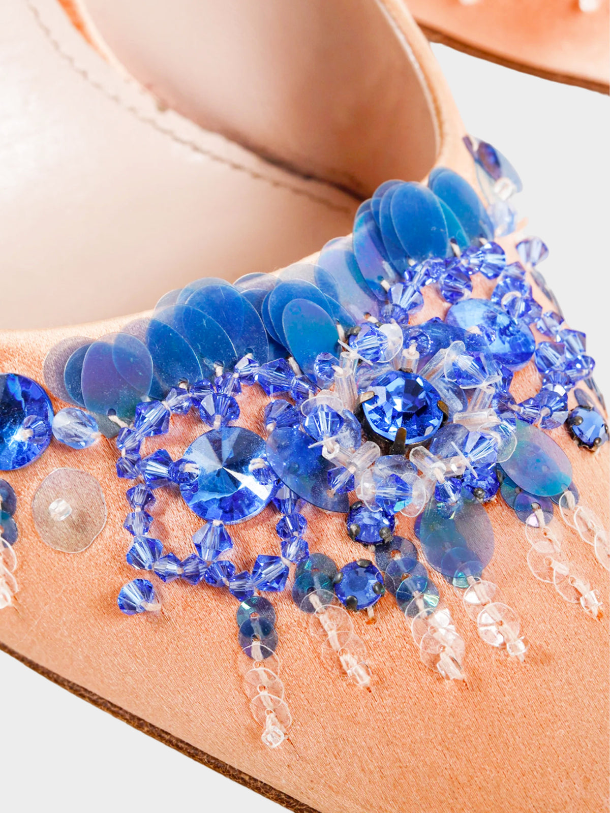 Miu Miu Resort 2014 Pink Satin Sequin Embellished Heels