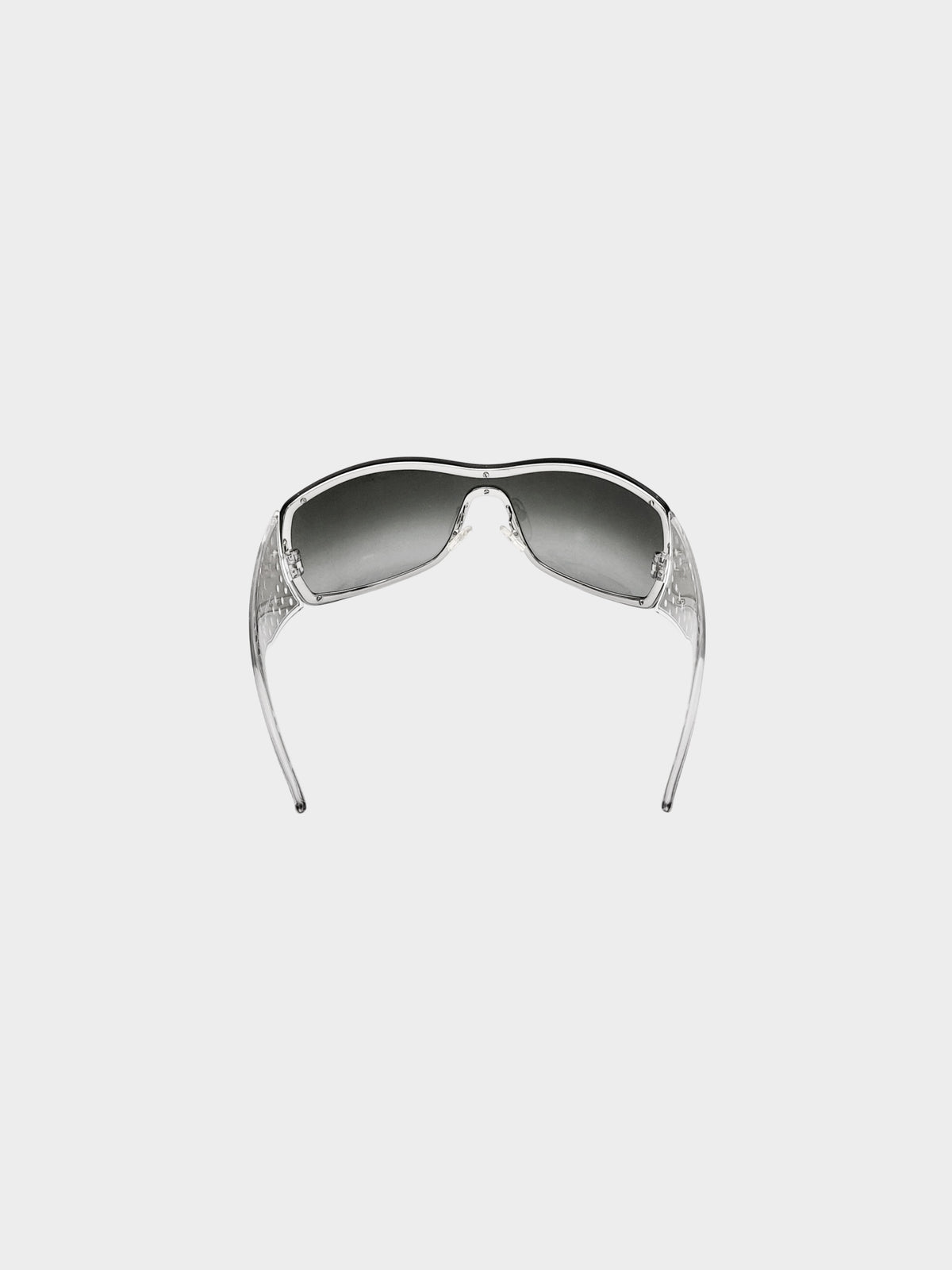 Christian Dior 2000s Silver and Black Quadrille Shield Sunglasses