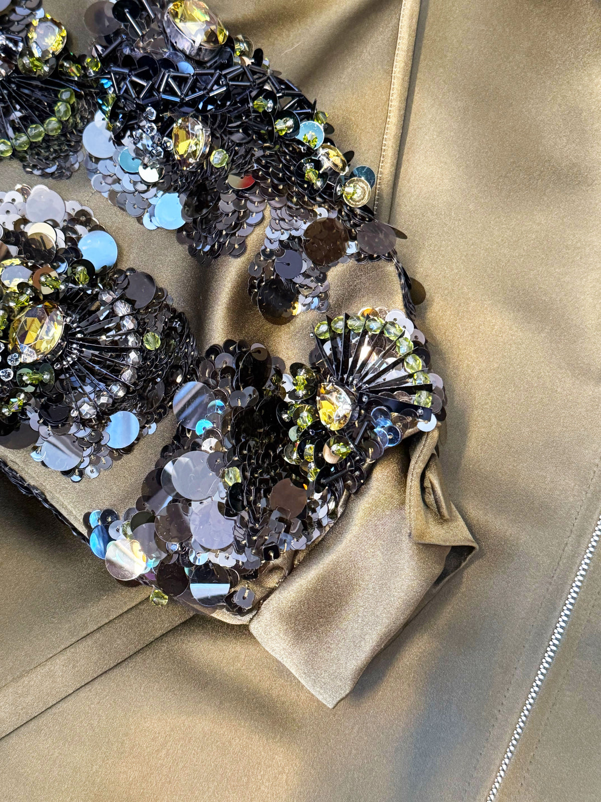 Prada 2013 Green Nylon Sequins Zip-up Hooded Jacket