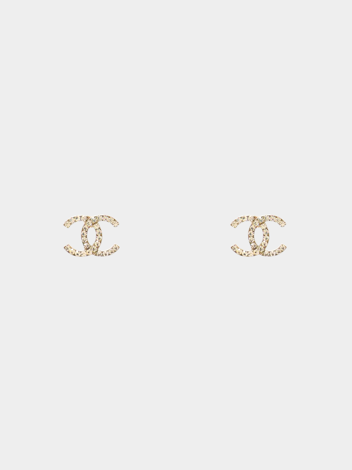Chanel 2002 Silver Coco Rhinestone Stud Earrings