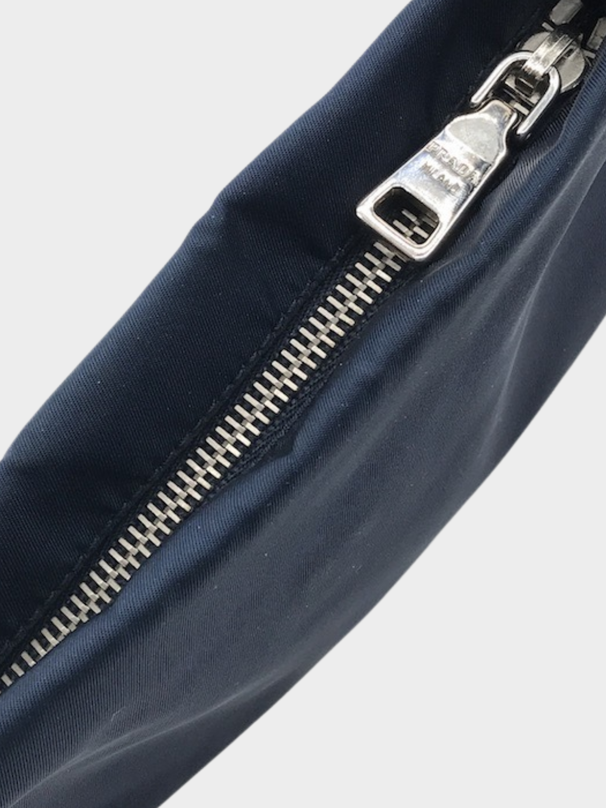 Prada 2000s Navy Blue Heart Motif Triangular Logo Nylon Handbag