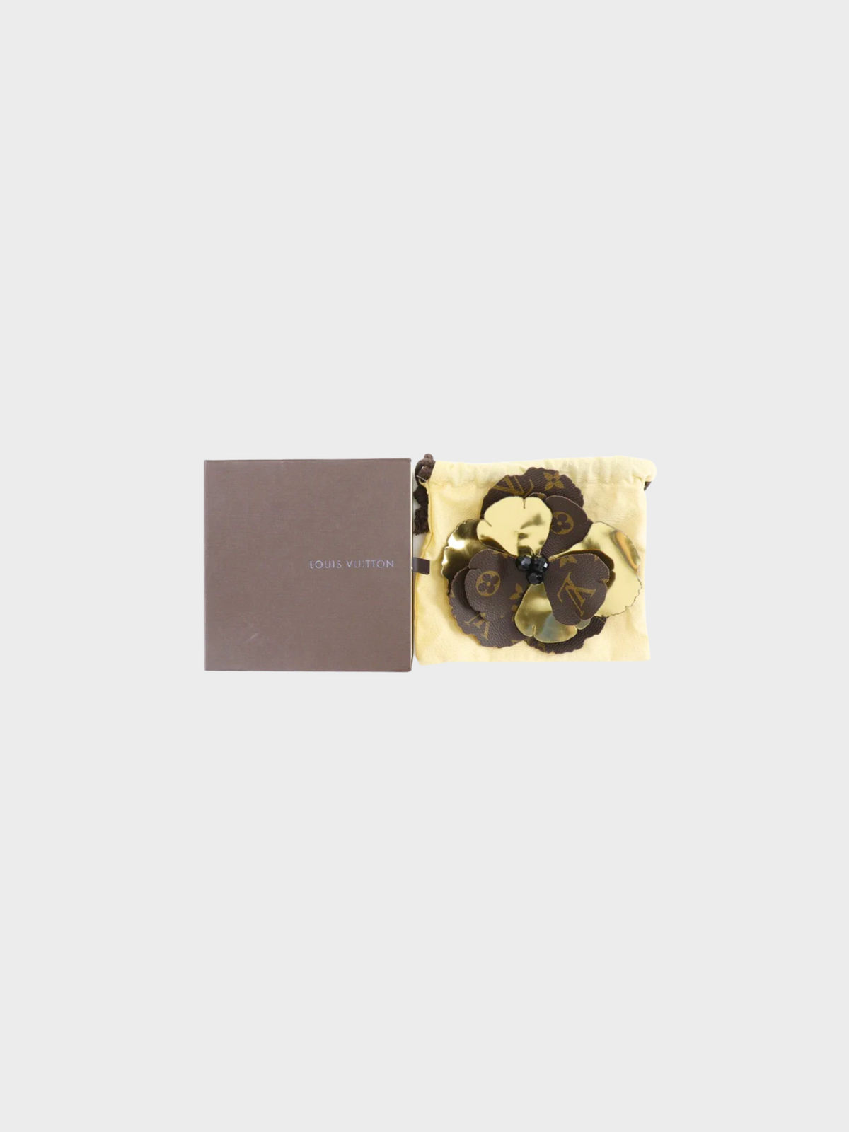 Louis Vuitton 2000s Brown Monogram Prosh Fleur Flower Brooch
