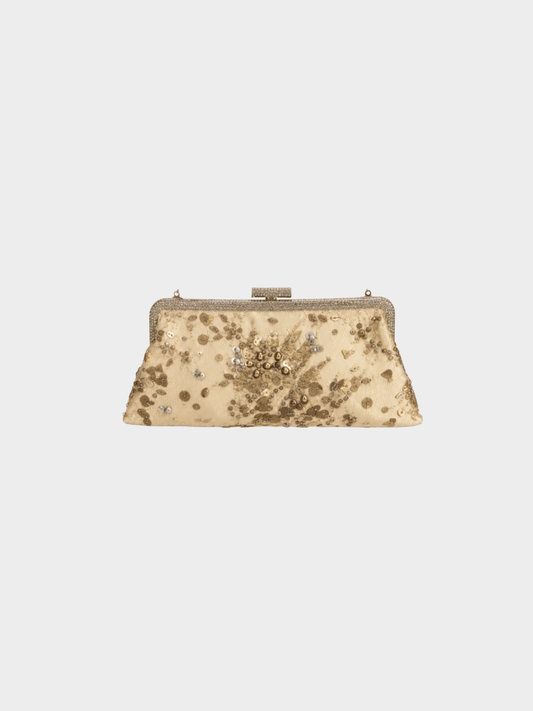 Valentino 2000s Gold Metallic Sequin Evening Bag