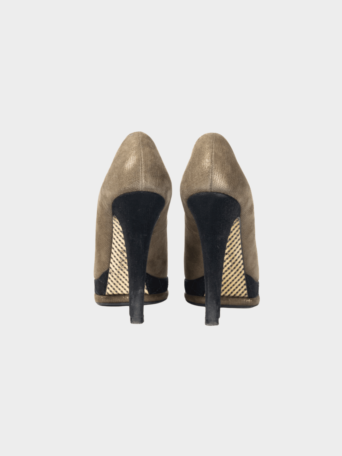 Chanel 2012 Métiers D’art Khaki & Noir Suede Cap-Toe Pumps