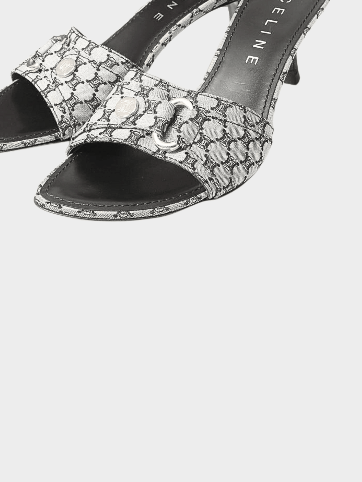 Celine 2000s Grey Canvas Macadam Mules