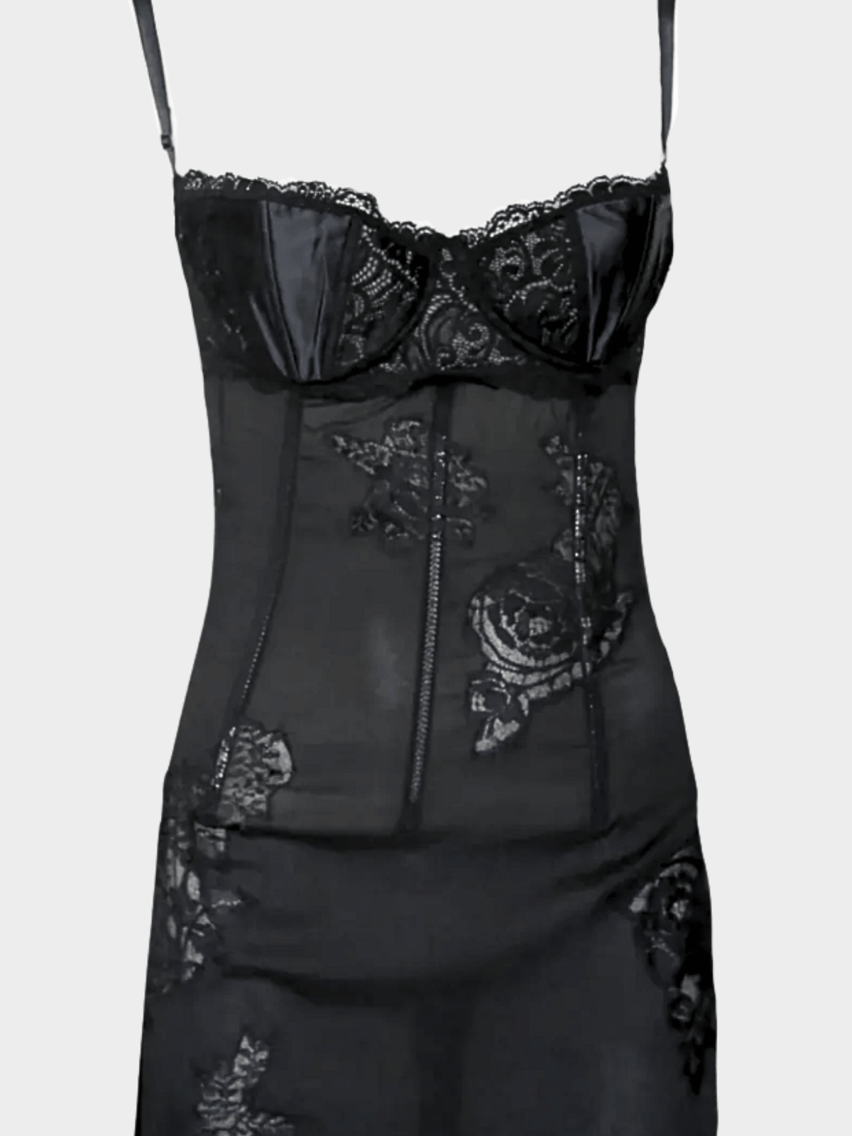 Dolce and Gabbana SS 2002 Runway Black Sheer Floral Dress
