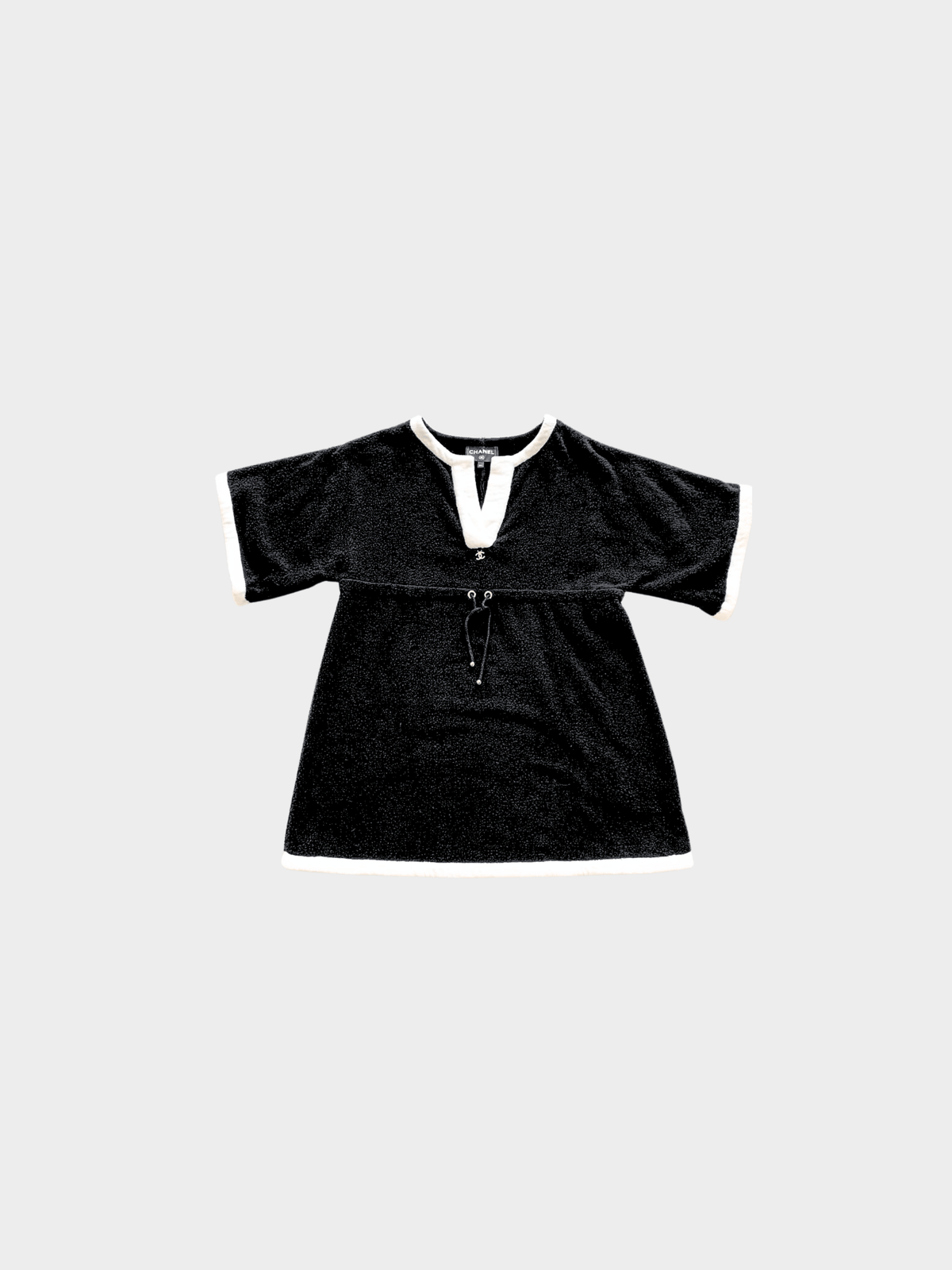 Chanel 2023  Black Terry Coco Beach Mini Cover-Up Top