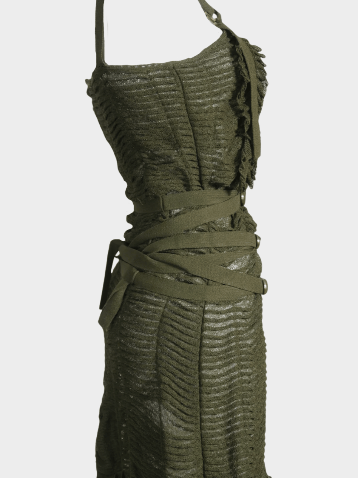 Christian Dior by John Galliano SS 2003 Green Bondage Knit Dress