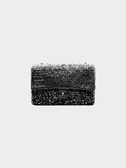 Chanel 2001 Black Classic Flap Sequin Shoulder Bag
