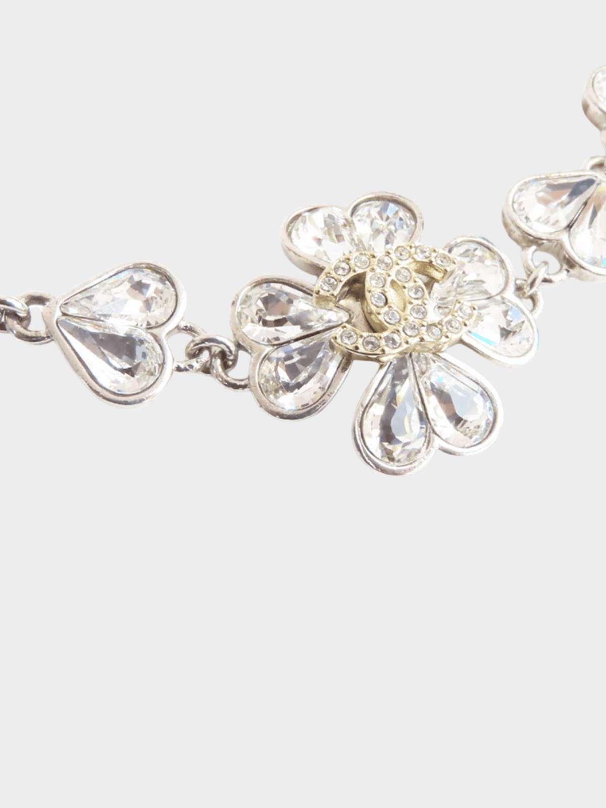 Chanel 2023 Gold Floral Pendant Rhinestone Necklace