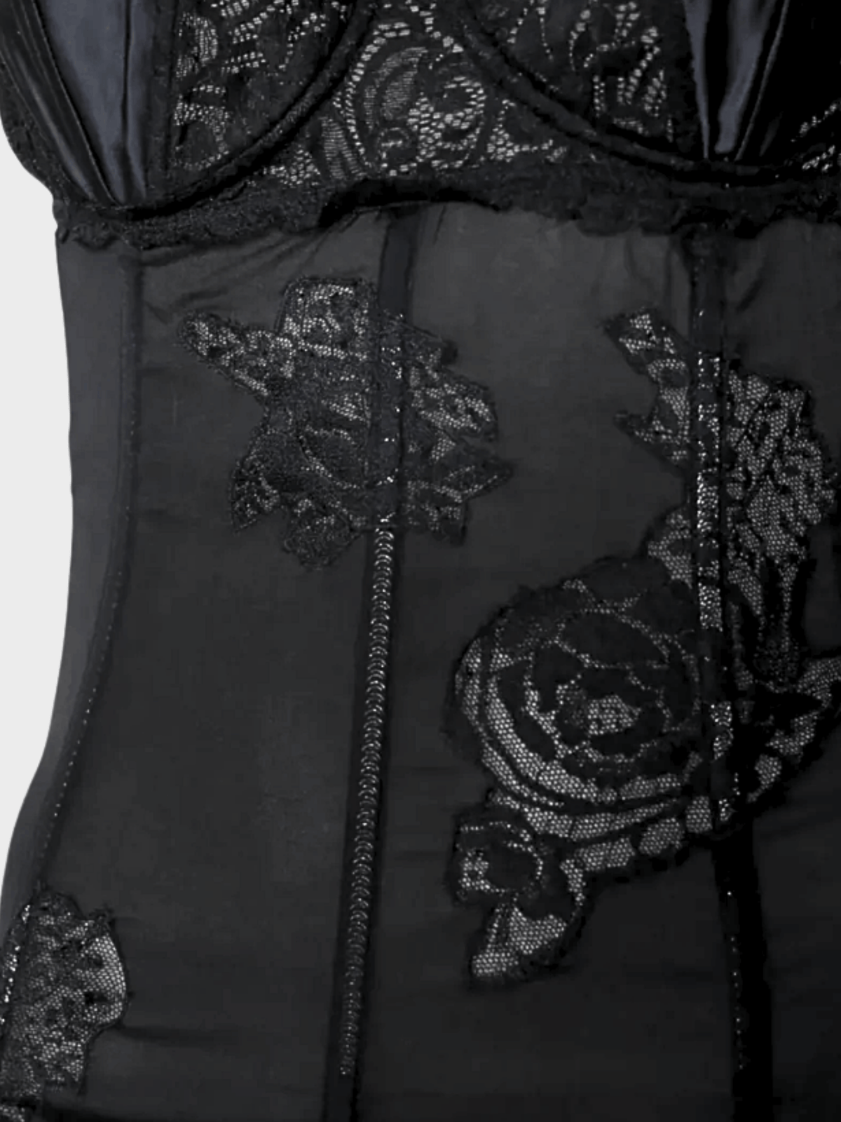 Dolce and Gabbana SS 2002 Runway Black Sheer Floral Dress