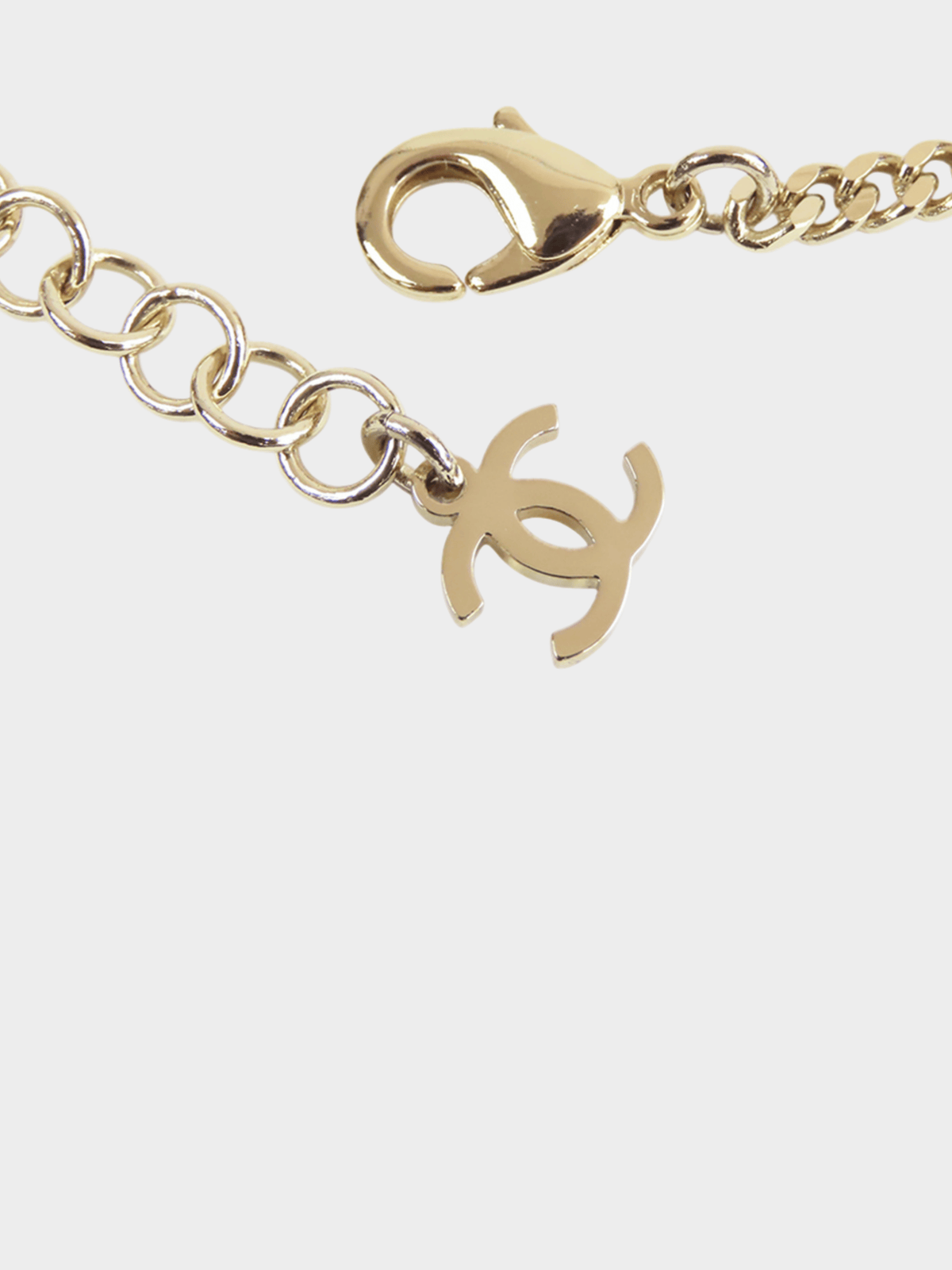 Chanel 2023 Gold Floral Pendant Rhinestone Necklace