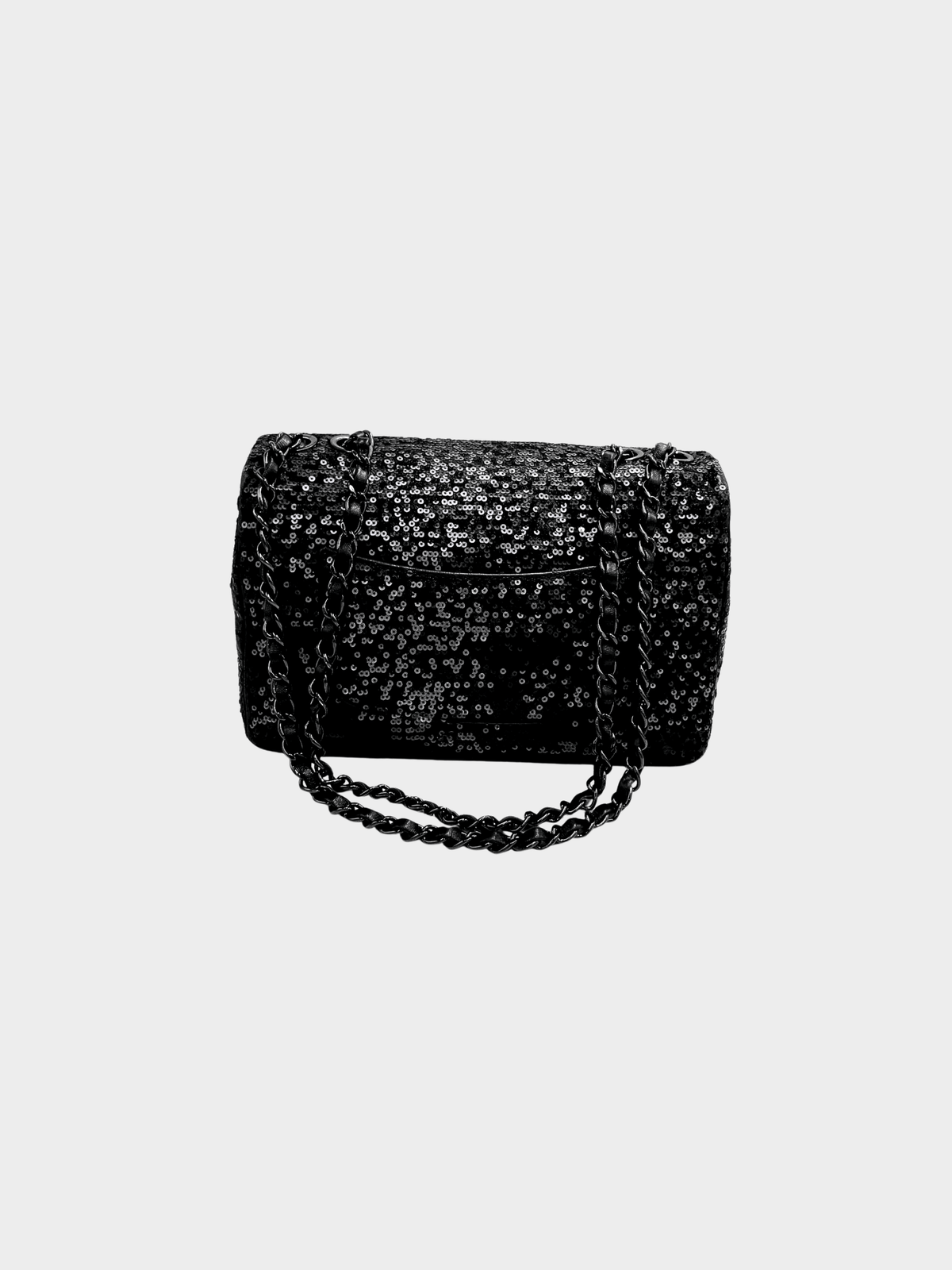 Chanel 2001 Black Classic Flap Sequin Shoulder Bag