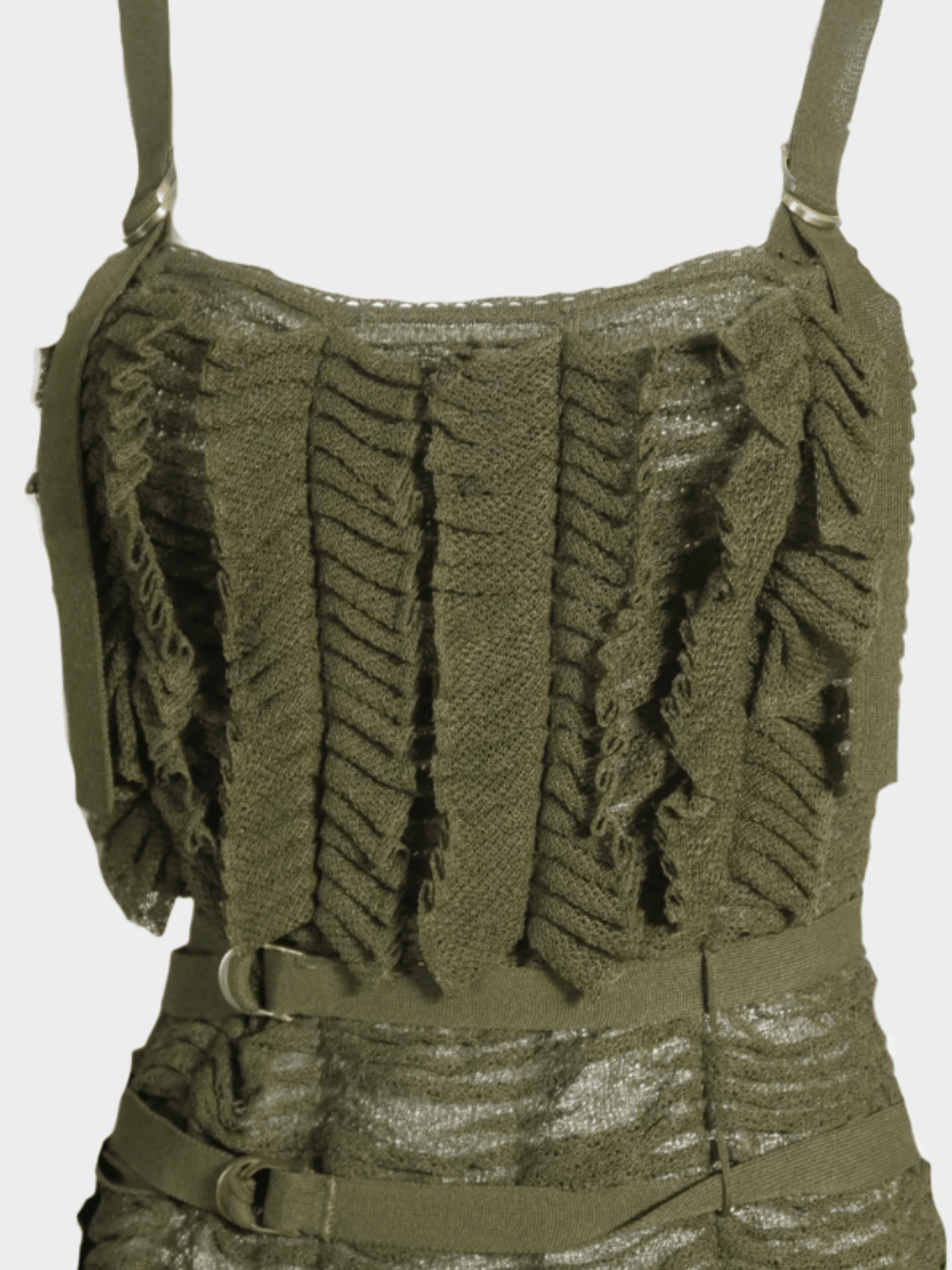 Christian Dior by John Galliano SS 2003 Green Bondage Knit Dress