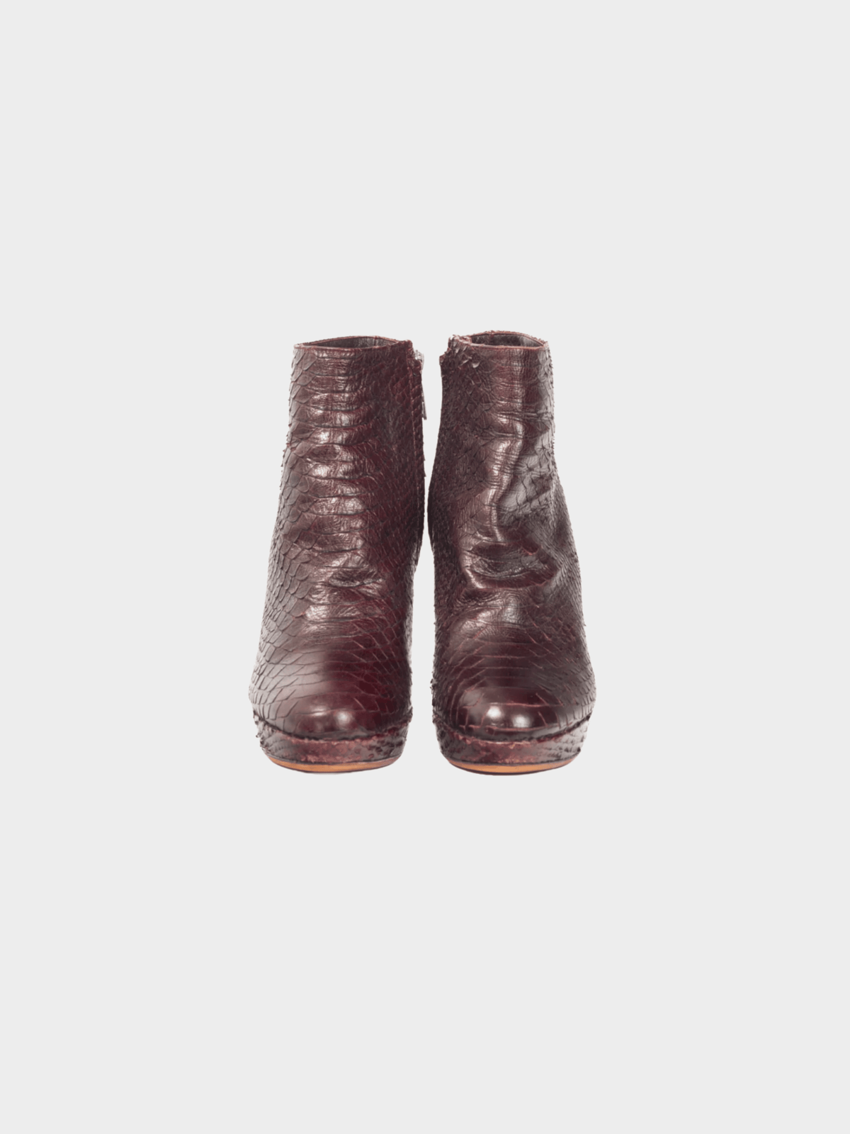 Christian Dior 2000s Burgundy Snakeskin Platform Booties