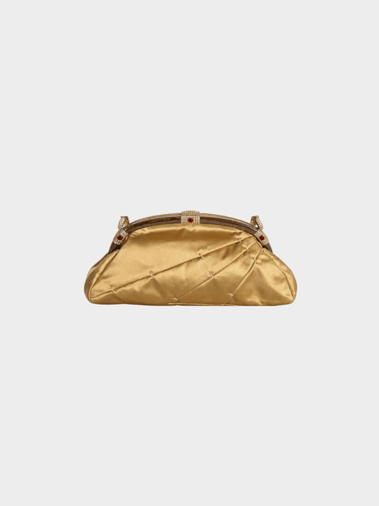 Valentino 2000s Gold Satin Embellished Bag