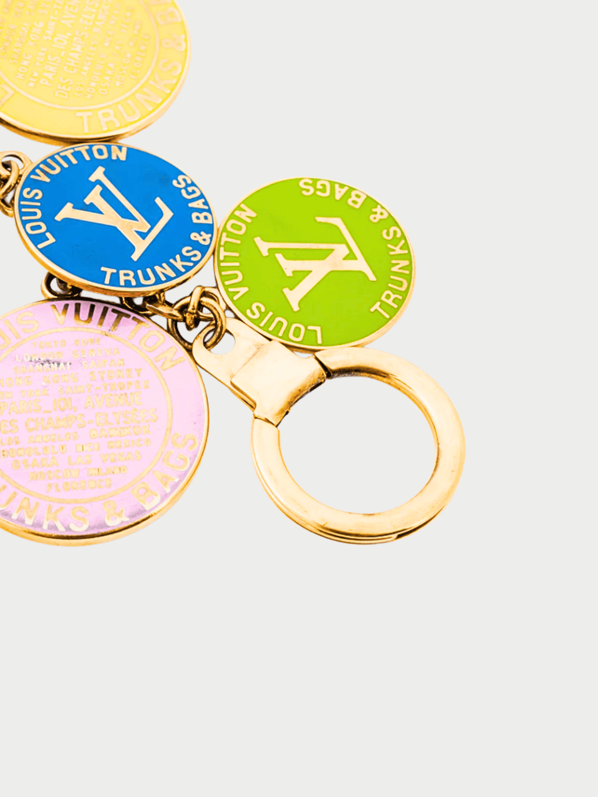 Louis Vuitton 2009 Globe Charm Chains Multicolore Gold-Tone Key Ring